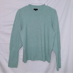J. Crew BD411Puff-sleeve crewneck sweater in Supersoft yarn in Teal Blue